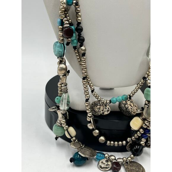 Uno de 50 Long Turquoise w/ Sea Charms "Ocean" Beaded Long Layered Necklace - Picture 4 of 12
